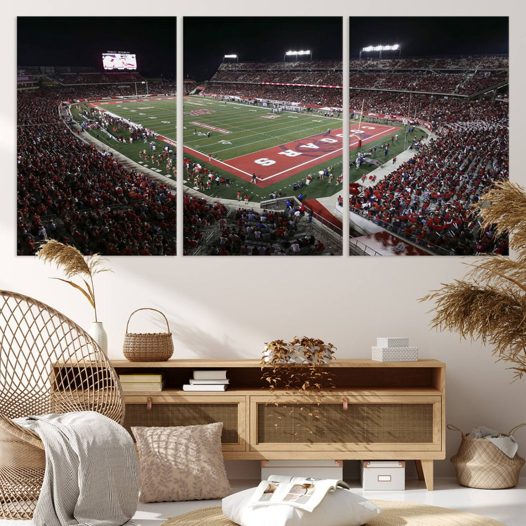 Houston Cougars Football Team Print - Houston TDECU Stadium Wall Art Canvas Print