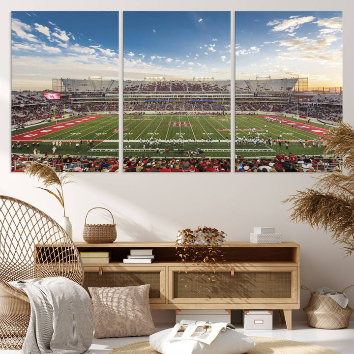 Houston Cougars Football Team Print - Houston TDECU Stadium Wall Art Canvas Print