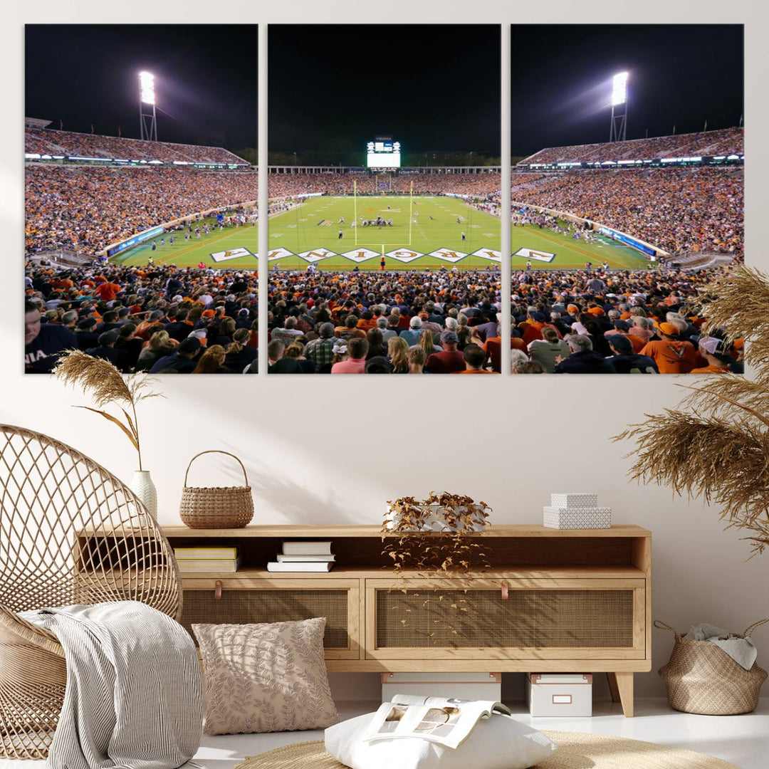 Virginia Cavaliers Football Team Print - Charlottesville Scott Stadium Wall Art Canvas Print