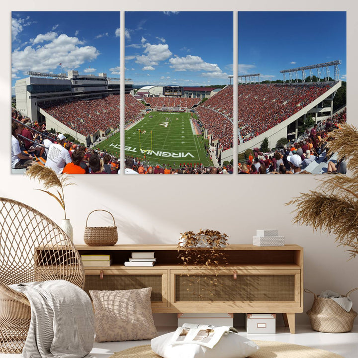 Virginia Tech Hokies Football Team Print - Blacksburg Lane Stadium Wall Art Canvas Print