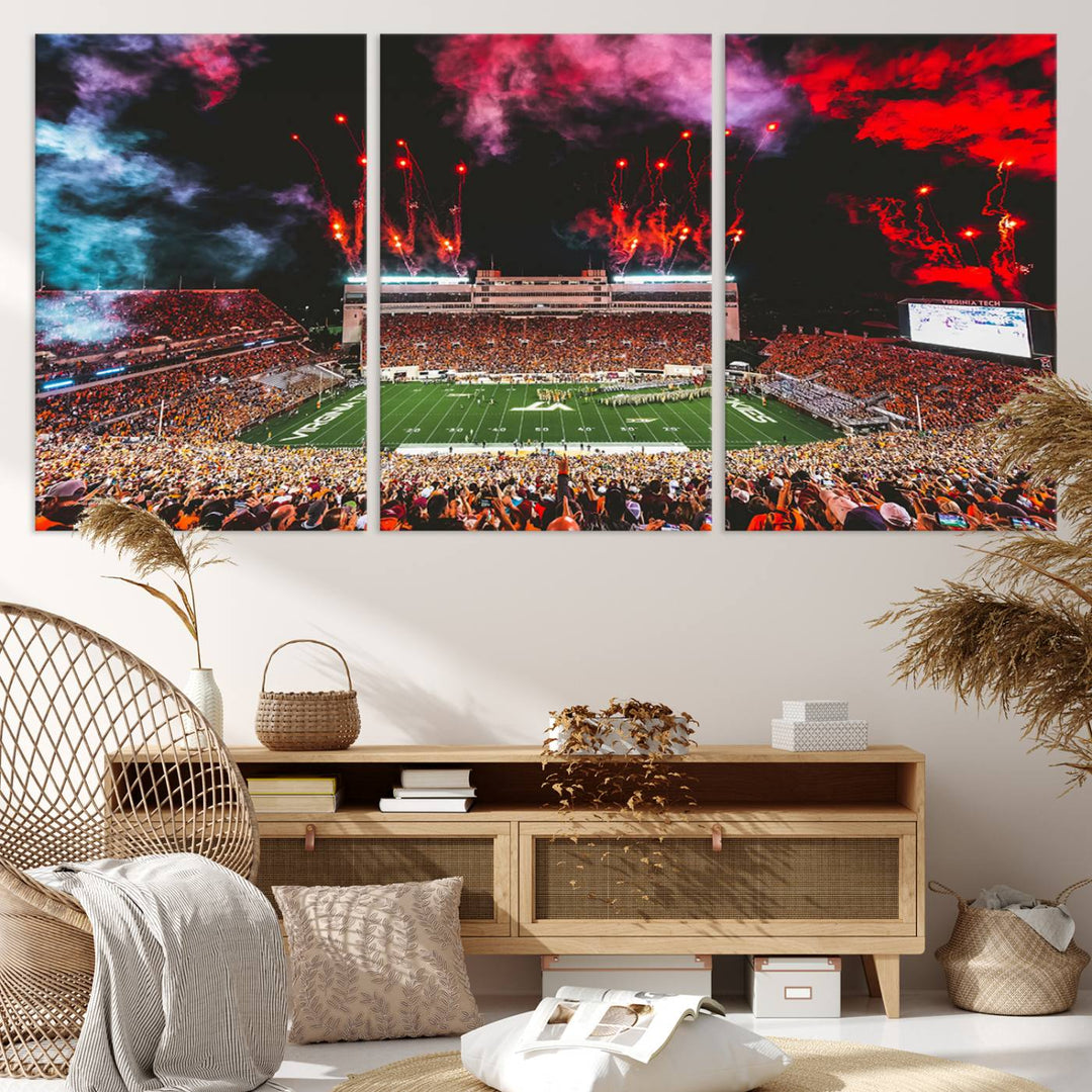 Virginia Tech Hokies Football Team Print - Blacksburg Lane Stadium Wall Art Canvas Print