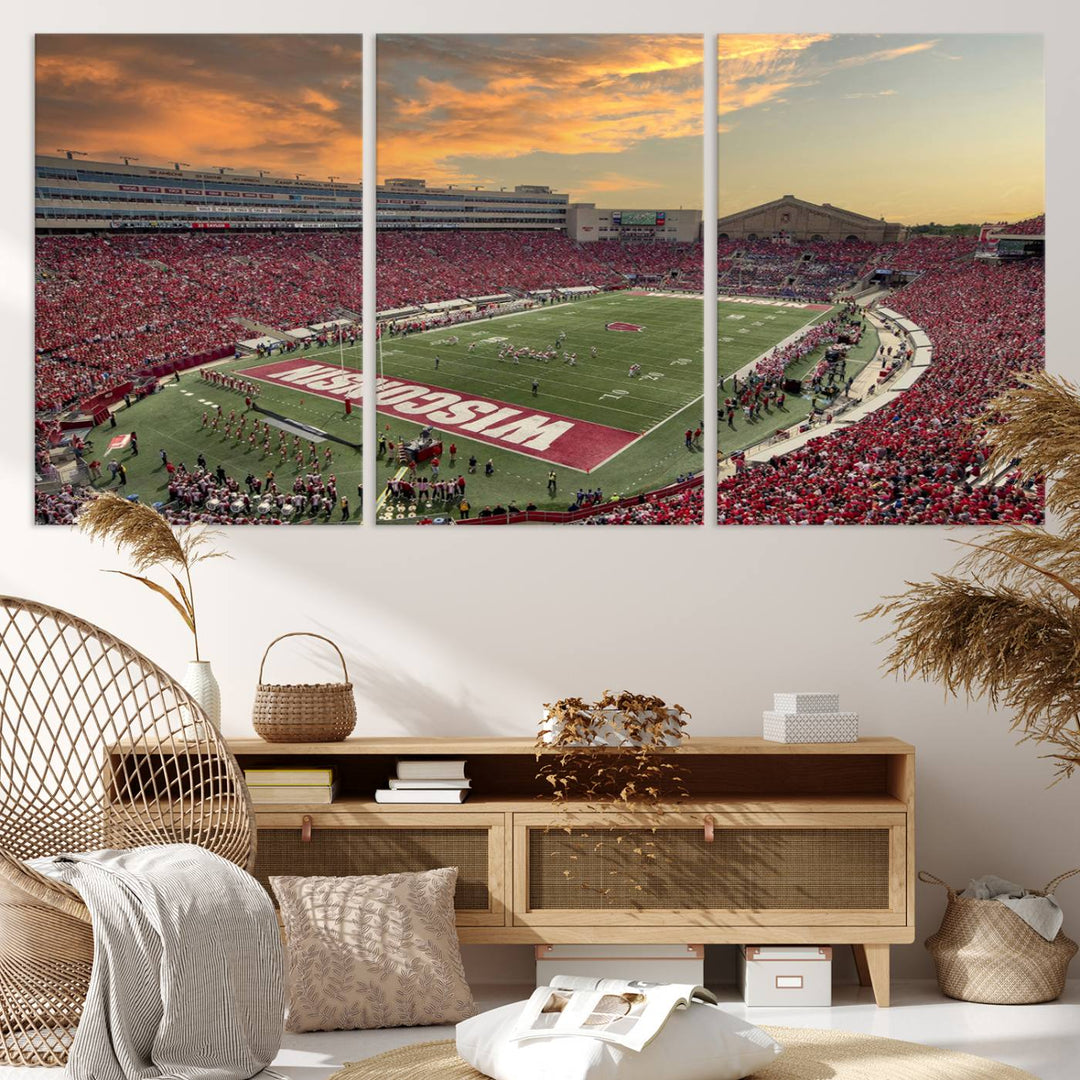 Wisconsin Badgers Football Team Print - Madison Camp Randall Stadium Wall Art Canvas Print