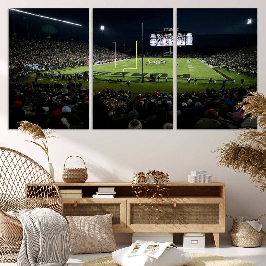 Purdue Boilermakers Football Team Print - West Lafayette Ross–Ade Stadium Wall Art Canvas Print