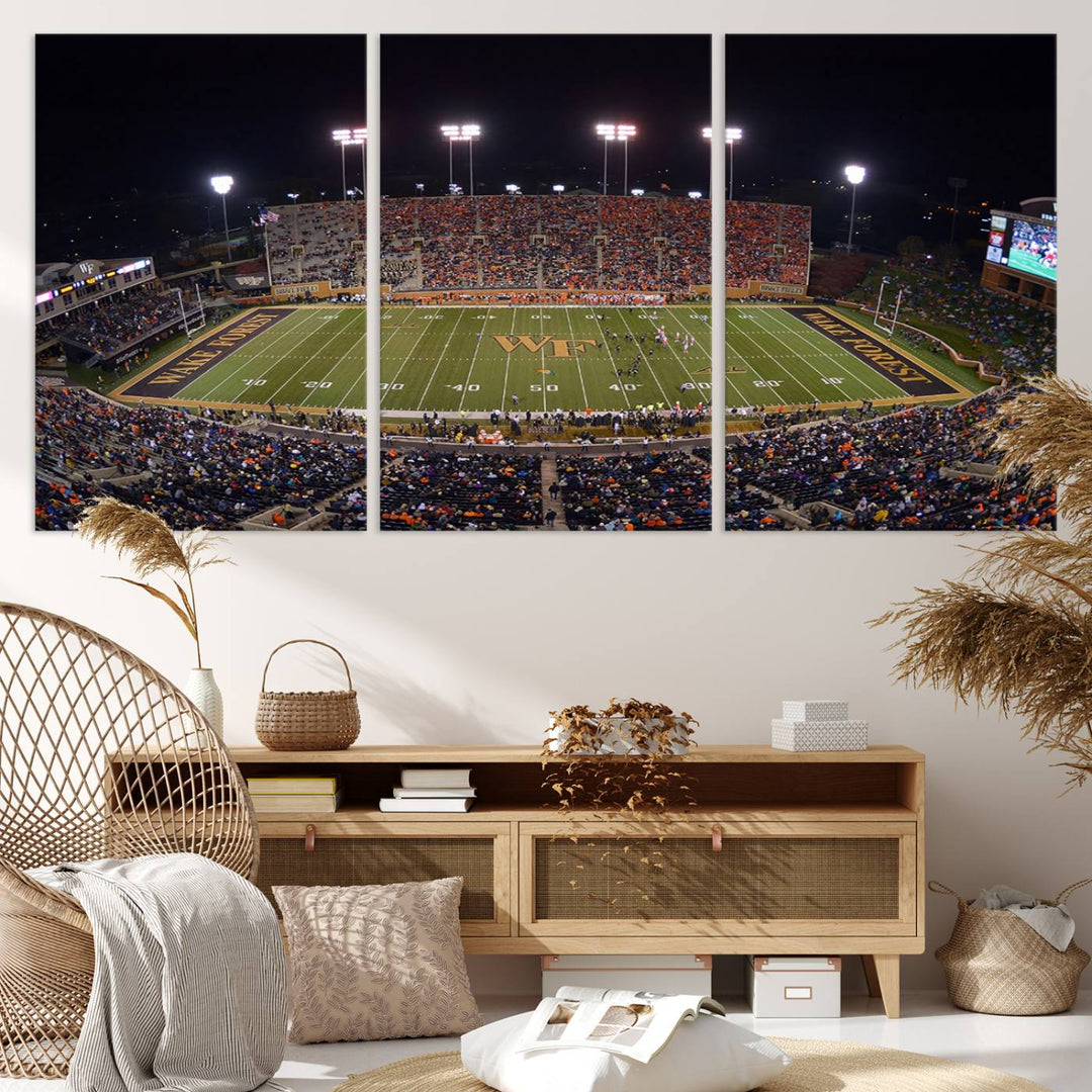 Demon Deacons Football Team Print - Winston-Salem Allegacy Federal Credit Union Stadium Wall Art Canvas Print