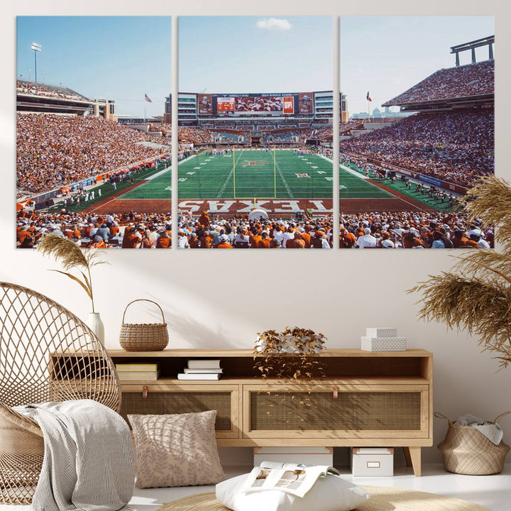 University of Texas Longhorns Football Team Print - Austin Darrell K Royal-Texas Memorial Stadium at Campbell-Williams Field Wall Art Canvas Print