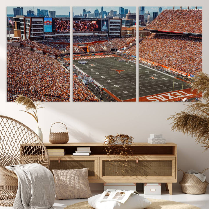 University of Texas Longhorns Football Team Print - Austin Darrell K Royal-Texas Memorial Stadium Wall Art Canvas Print