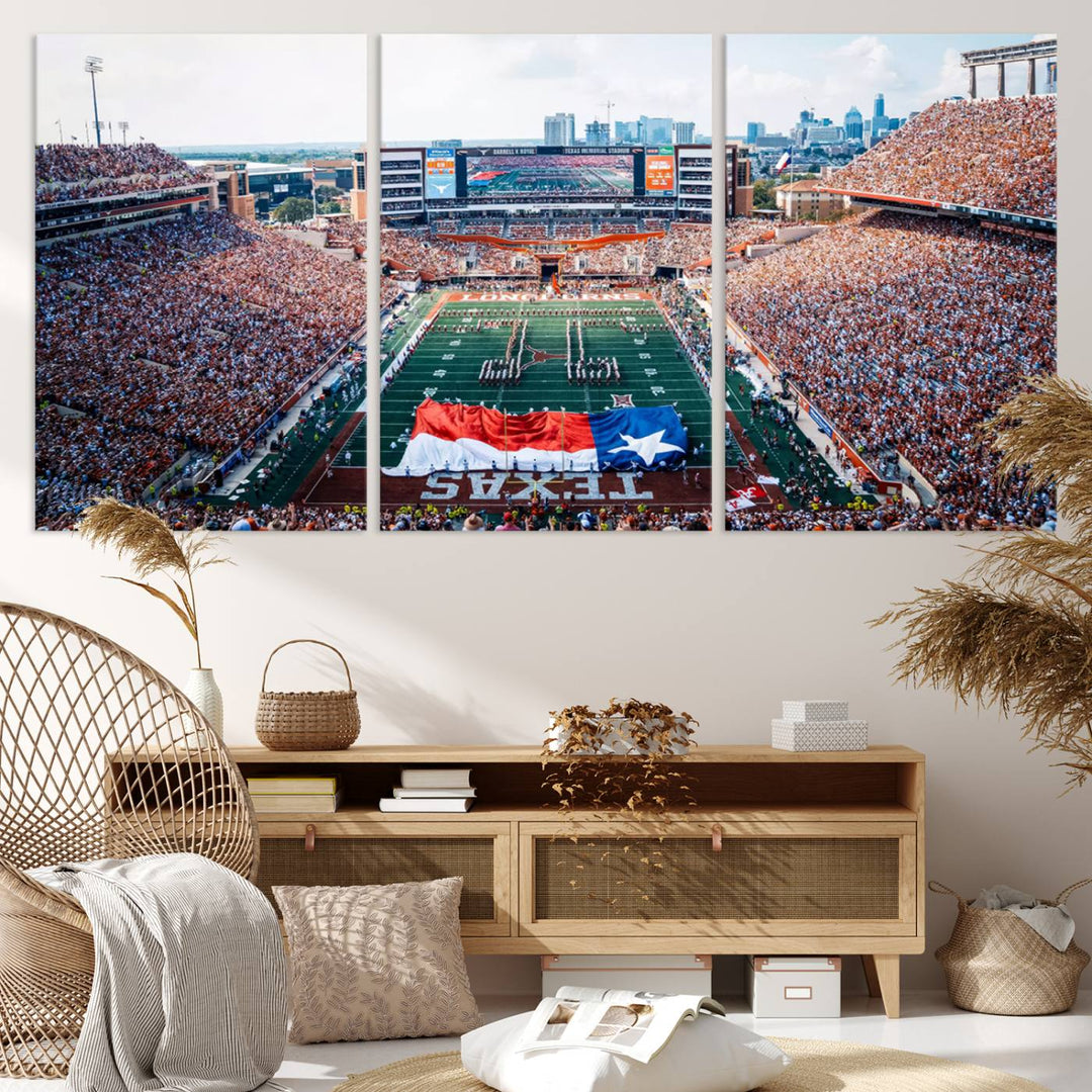 University of Texas Longhorns Football Team Canvas Print - Austin Darrell K Royal-Texas Memorial Stadium Wall Art Canvas Print