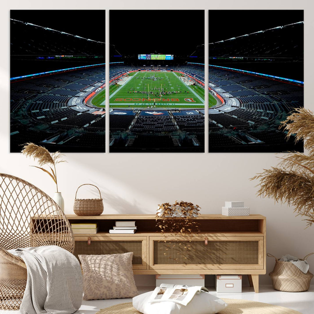 Denver Broncos Football Team Print - Denver Empower Field at Mile High Stadium Wall Art Canvas Print