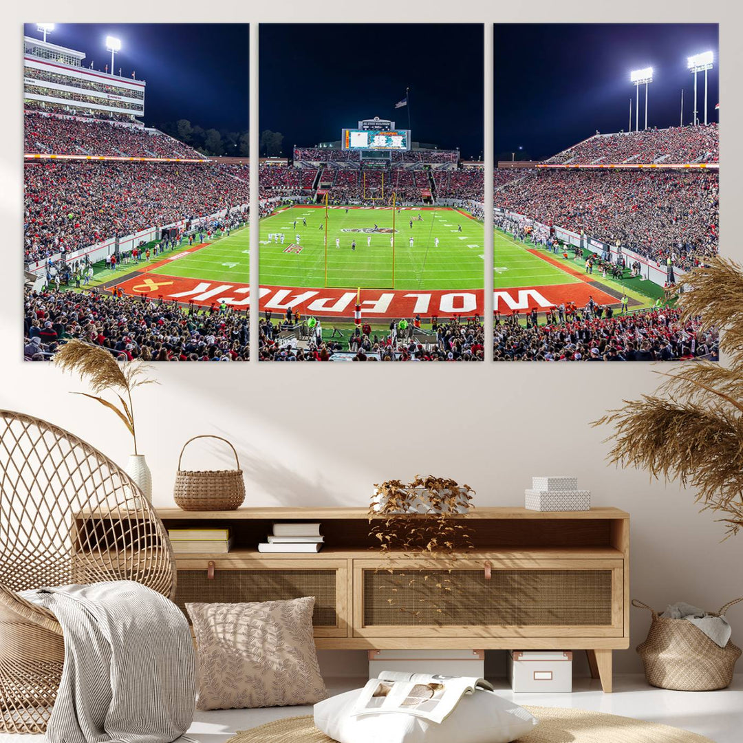 Wolfpack Football Team Print - Raleigh Carter-Finley Stadium Wall Art Canvas Print