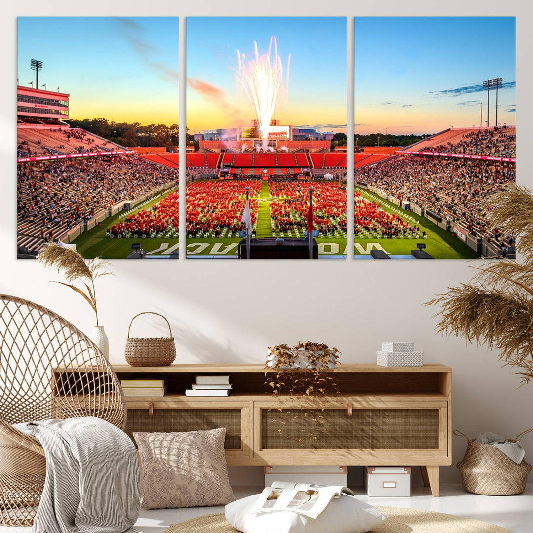 North Carolina State University Wolfpack Football Team Print - Raleigh Carter-Finley Stadium Wall Art Canvas Print