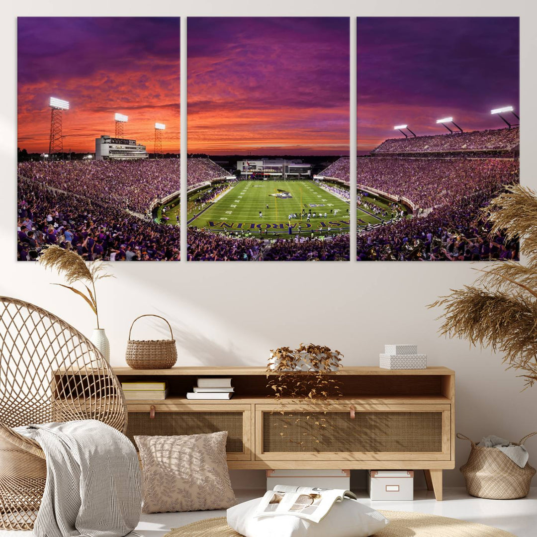 East Carolina University Pirates Football Team Print - Greenville Dowdy-Ficklen Stadium Wall Art Canvas Print