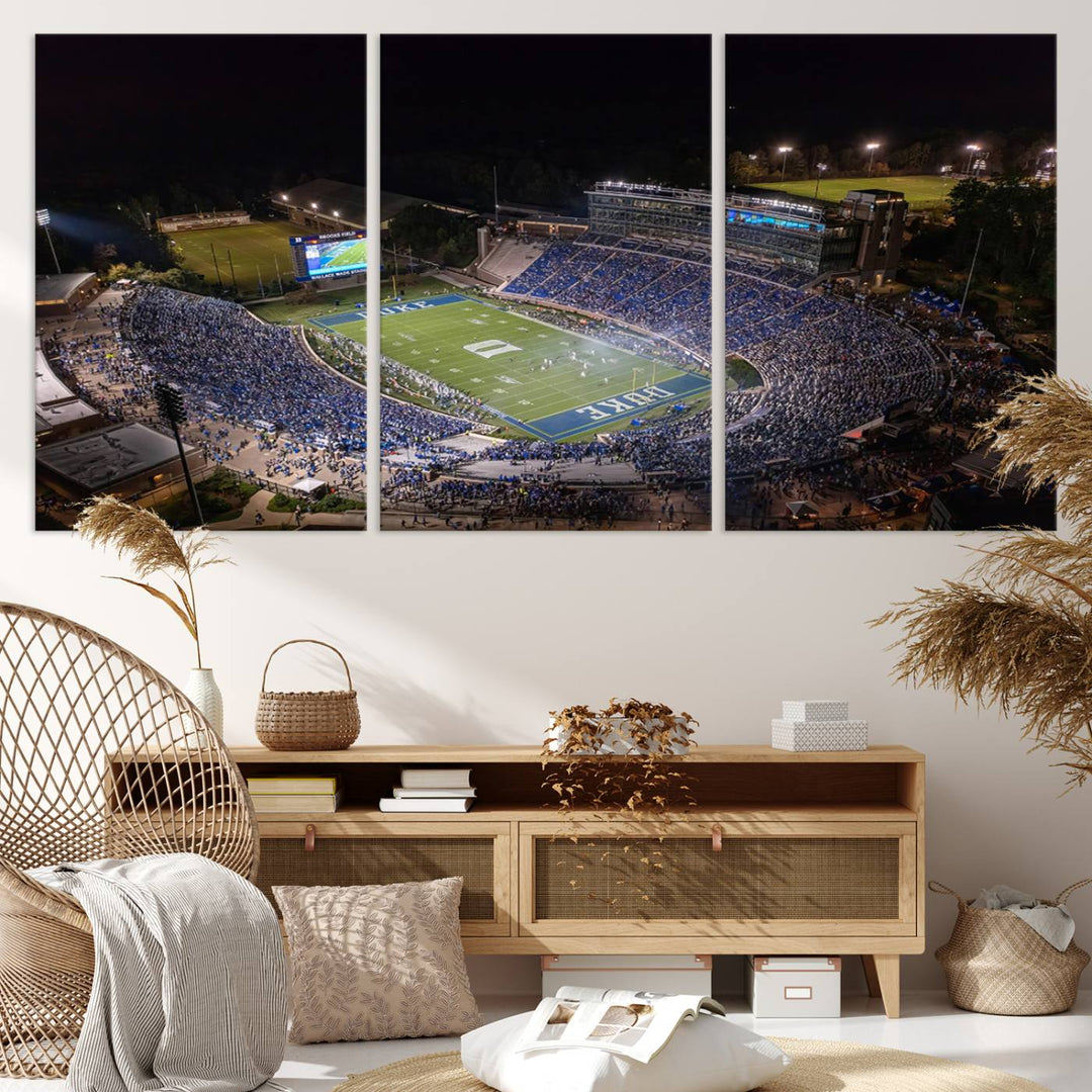 Duke University Blue Devils Football Team Print - Durham Wallace Wade Stadium Wall Art Canvas Print