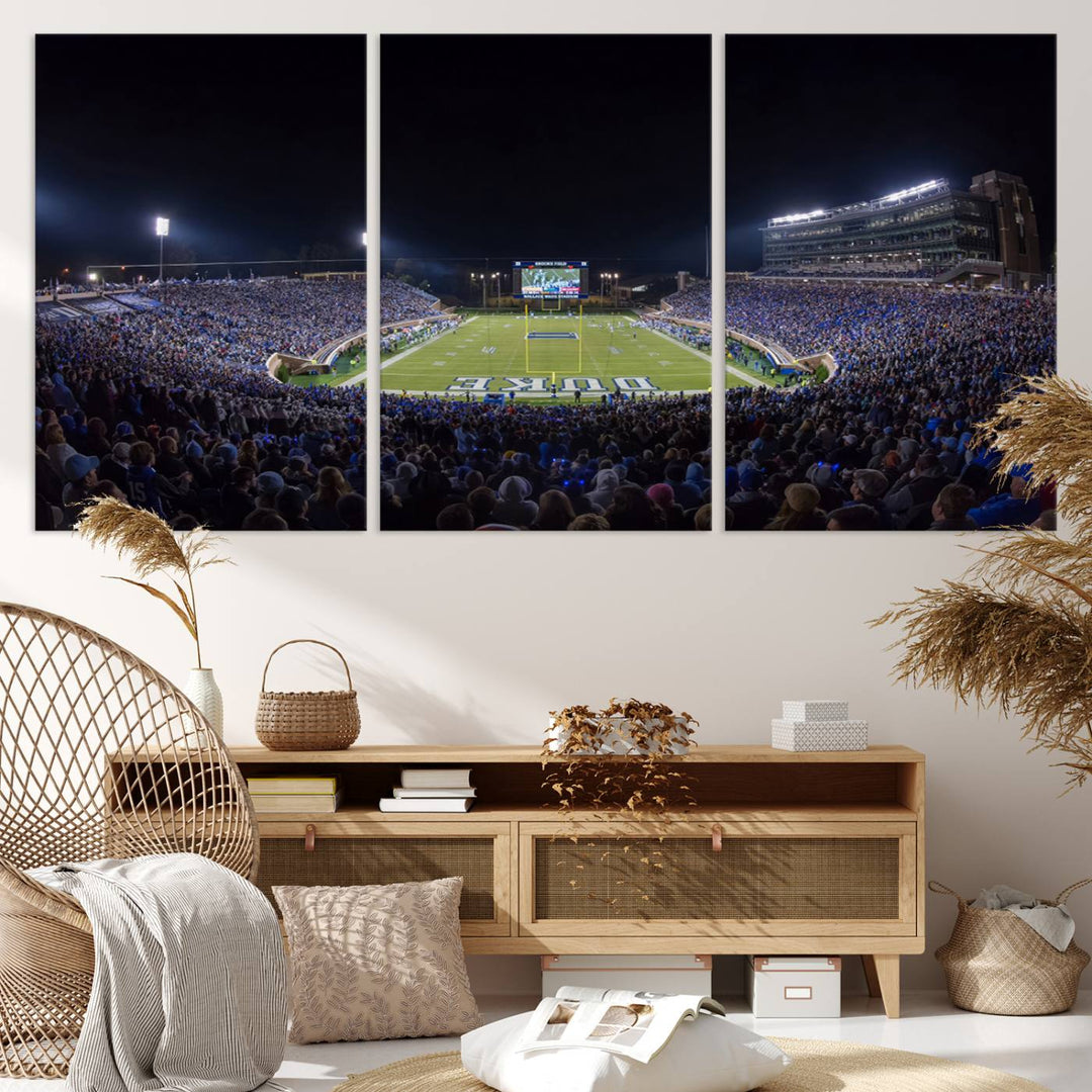 Duke University Blue Devils Football Team Print - Durham Wallace Wade Stadium Wall Art Canvas Print