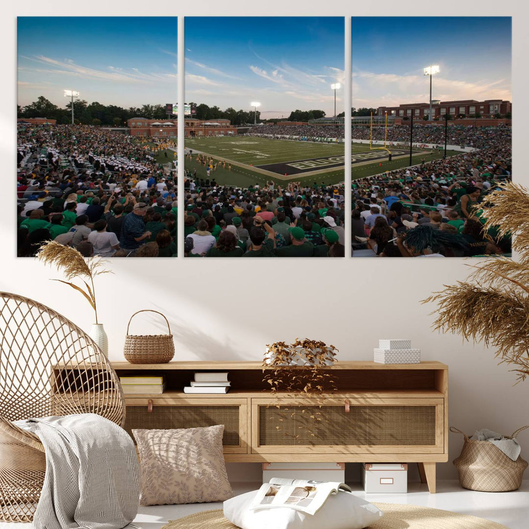 University of Charlotte 49ers Football Team Print - Charlotte Jerry Richardson Stadium Wall Art Canvas Print