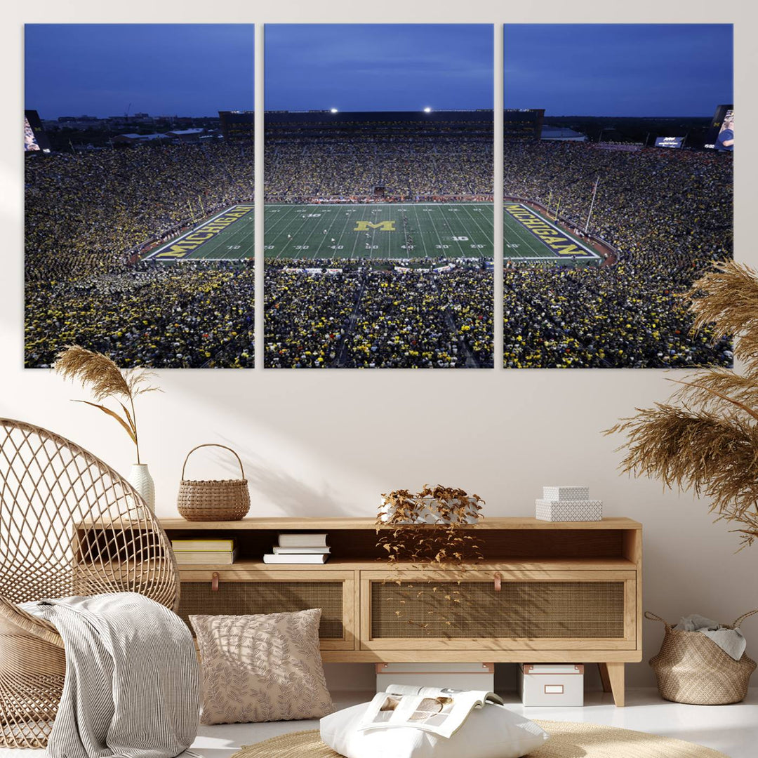 University of Michigan Wolverines Football Team Print - Ann Arbor Michigan Stadium Wall Art Canvas Print