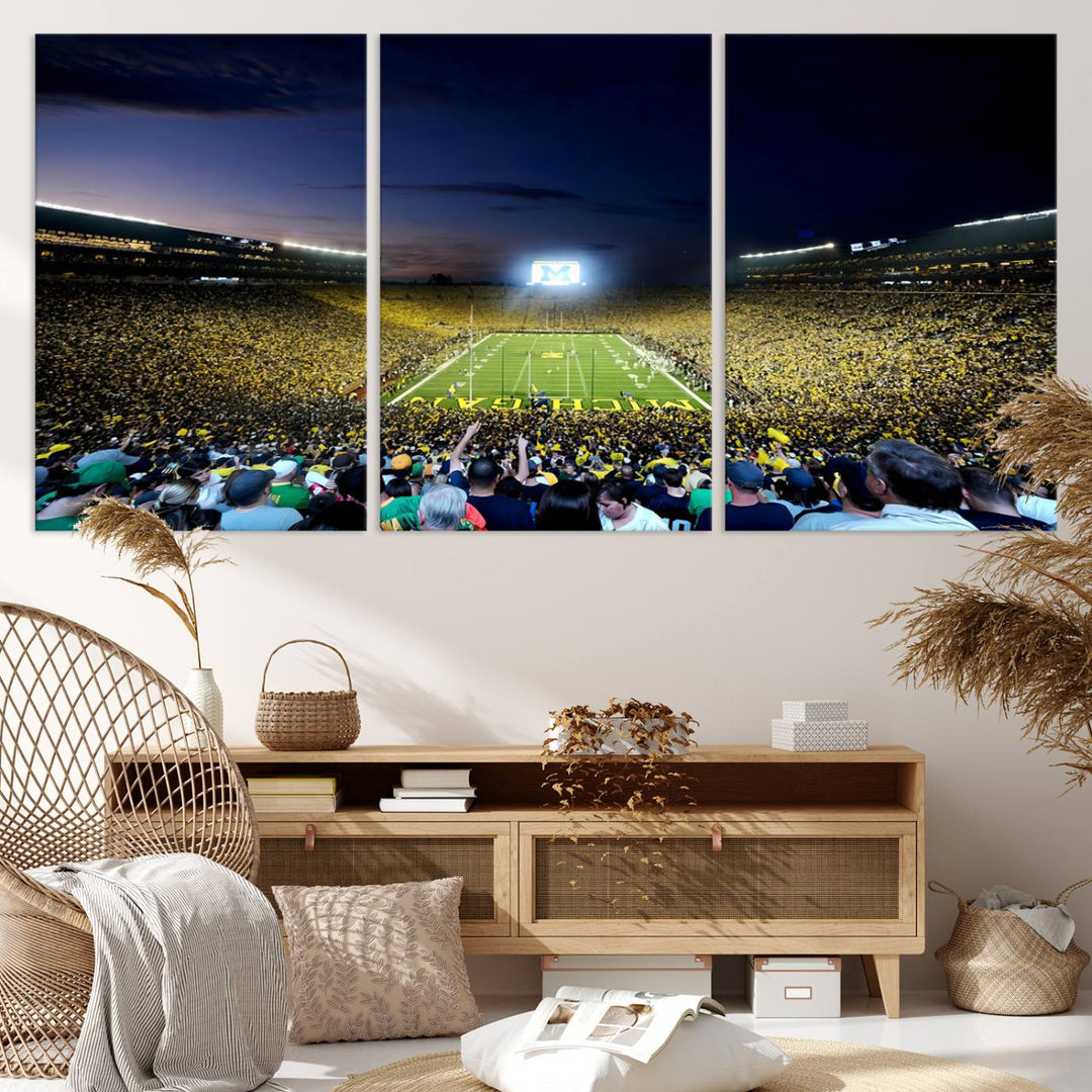 University of Michigan Wolverines Football Team Print - Ann Arbor Michigan Stadium Wall Art Canvas Print