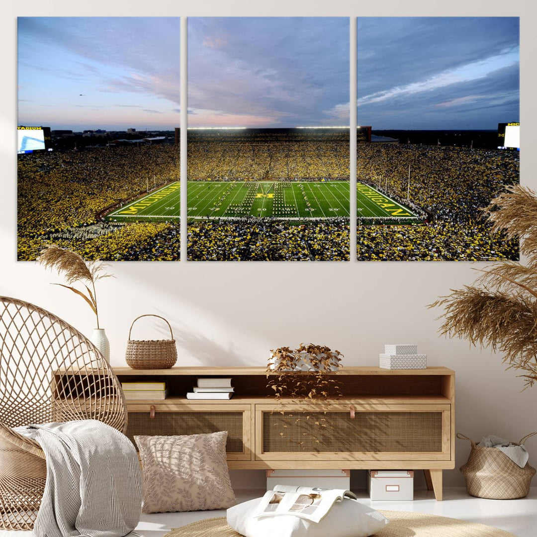 University of Michigan Wolverines Football Team Print - Ann Arbor Michigan Stadium Wall Art Canvas Print