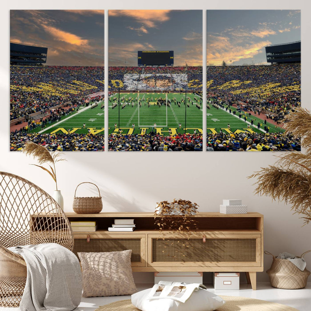 University of Michigan Wolverines Football Team Print - Ann Arbor Michigan Stadium Wall Art Canvas Print