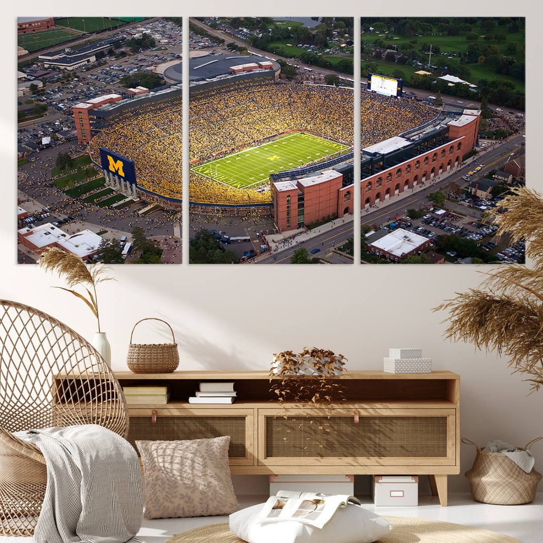 University of Michigan Wolverines Football Team Print - Ann Arbor Michigan Stadium Wall Art Canvas Print