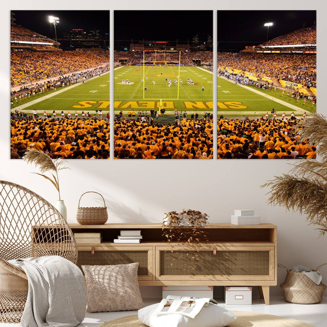 ASU Sun Devils Football Team Print - Phoenix Mountain America Stadium Wall Art Canvas Print