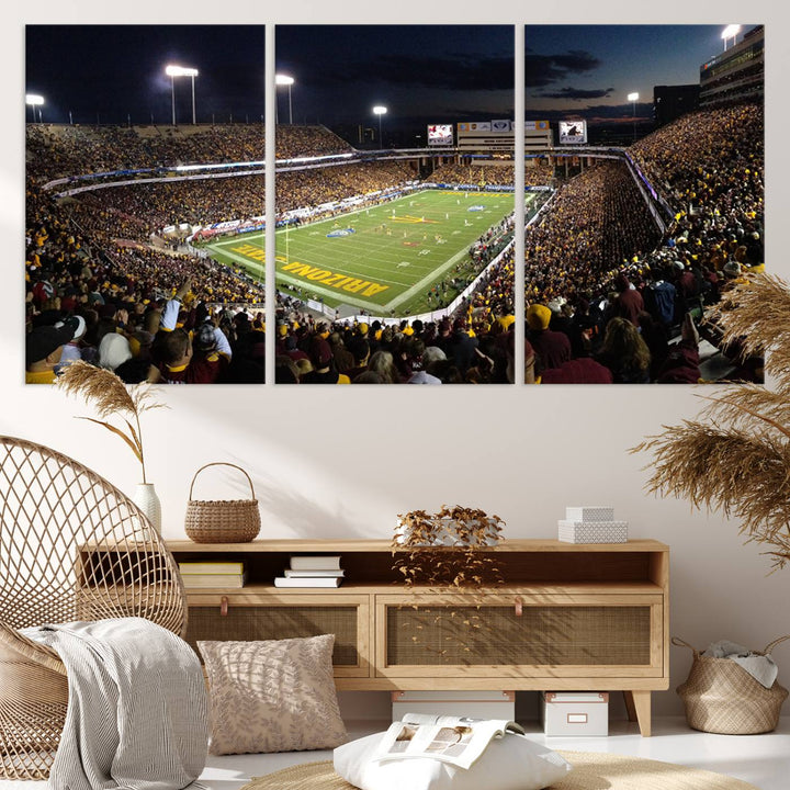 ASU Sun Devils Football Team Print - Phoenix Mountain America Stadium Wall Art Canvas Print