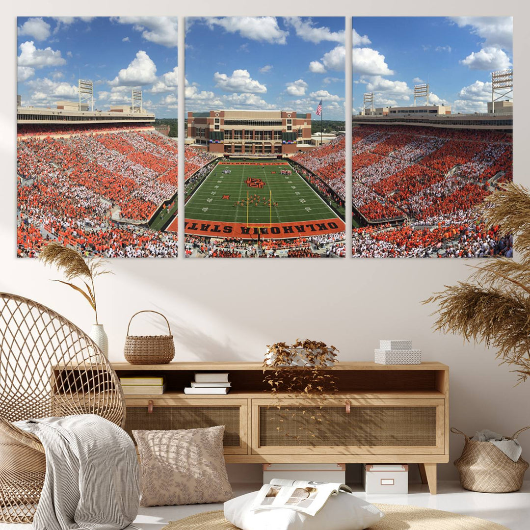 Oklahoma State Cowboys Football Team Print - Stillwater Boone Pickens Stadium Wall Art Canvas Print