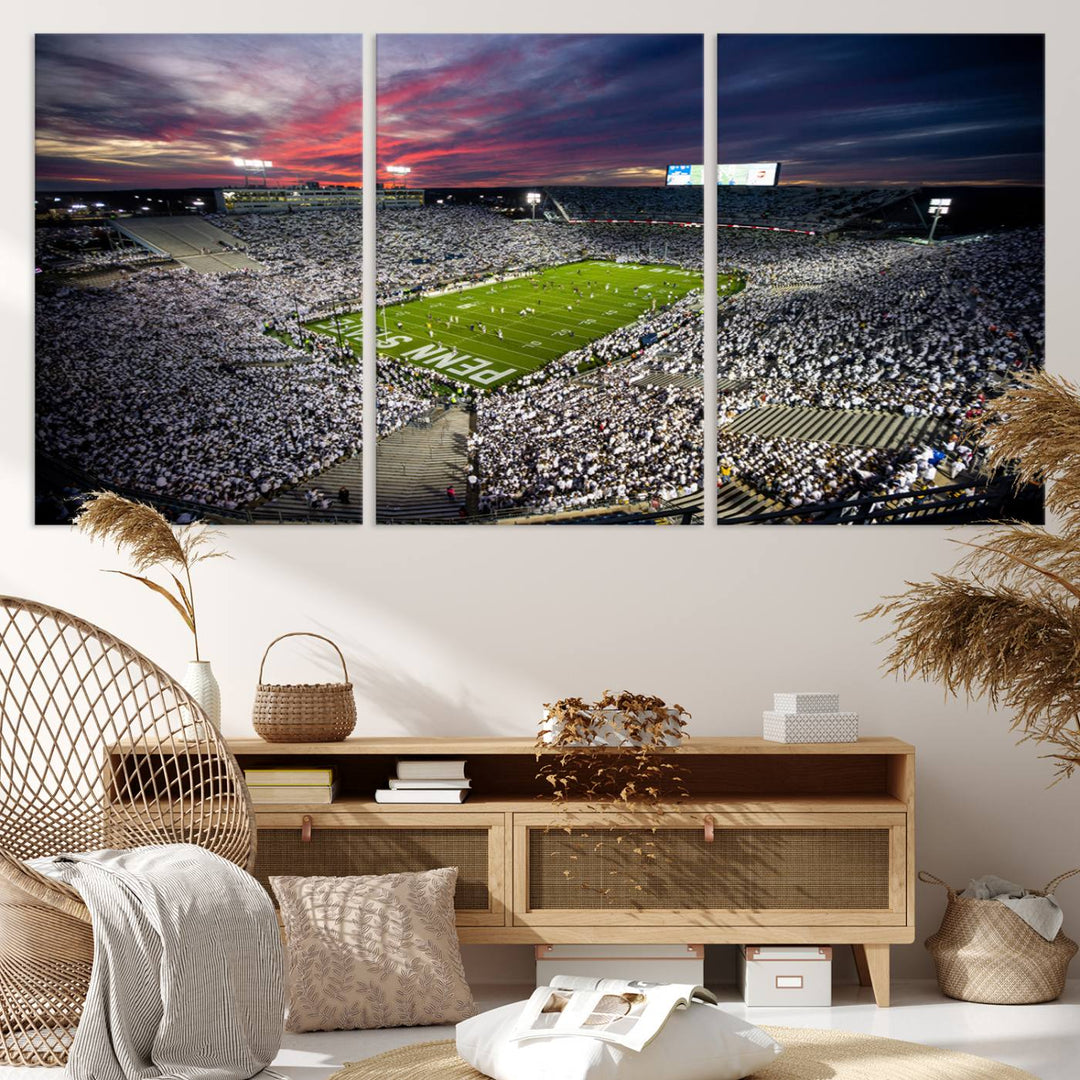 Penn State Nittany Lions Football Team Print - University Park Beaver Stadium Wall Art Canvas Print