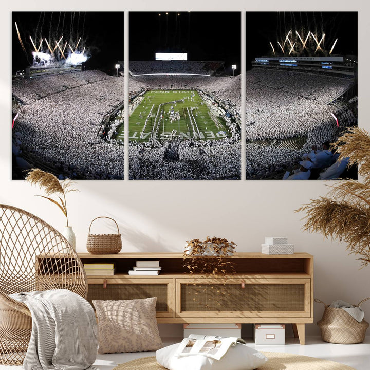 Penn State Nittany Lions Football Team Print - University Park Beaver Stadium Wall Art Canvas Print