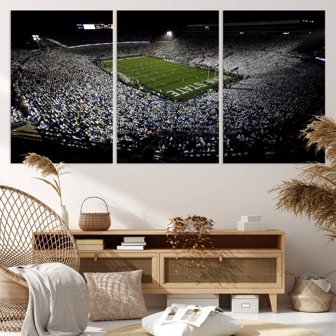 Penn State Nittany Lions Football Team Print - University Park Beaver Stadium Wall Art Canvas Print