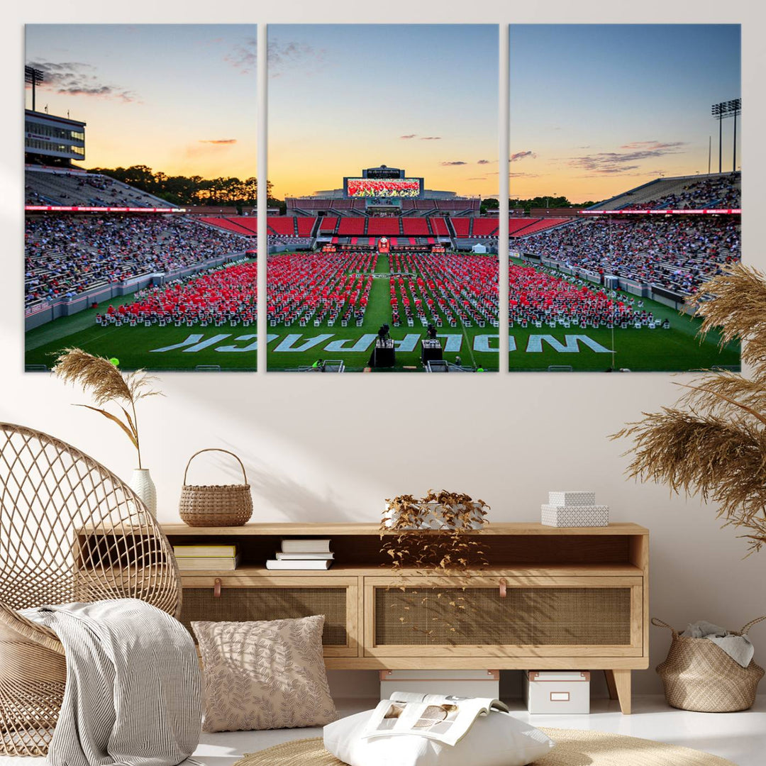 NC State Wolfpack Football Team Print - Raleigh Carter-Finley Stadium Wall Art Canvas Print