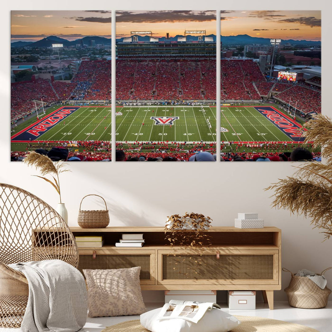 Arizona Wildcats Football Team Print - Tucson Arizona Stadium Wall Art Canvas Print