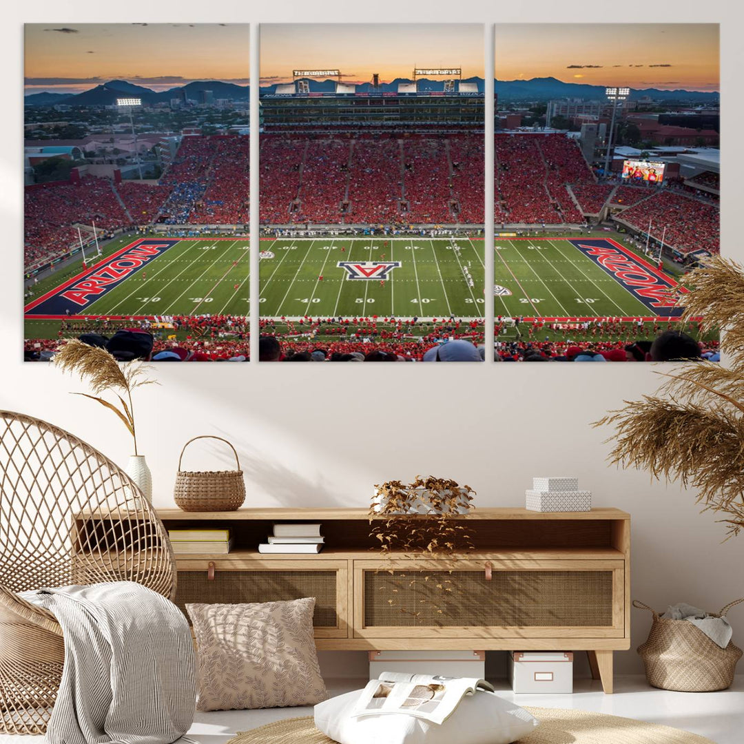 Arizona Wildcats Football Team Print - Tucson Arizona Stadium Wall Art Canvas Print