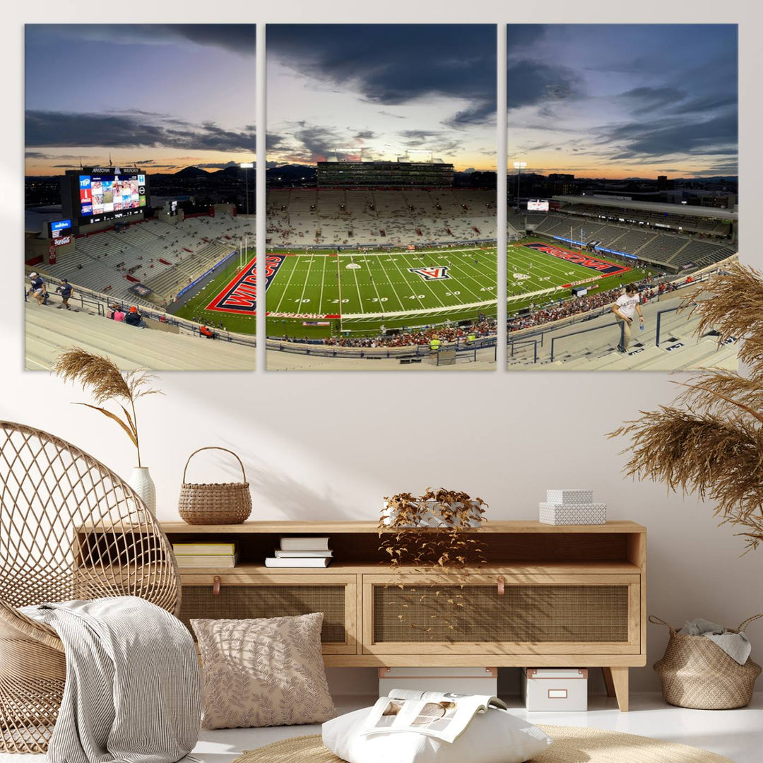 Arizona Wildcats Football Team Print - Tucson Arizona Stadium Wall Art Canvas Print