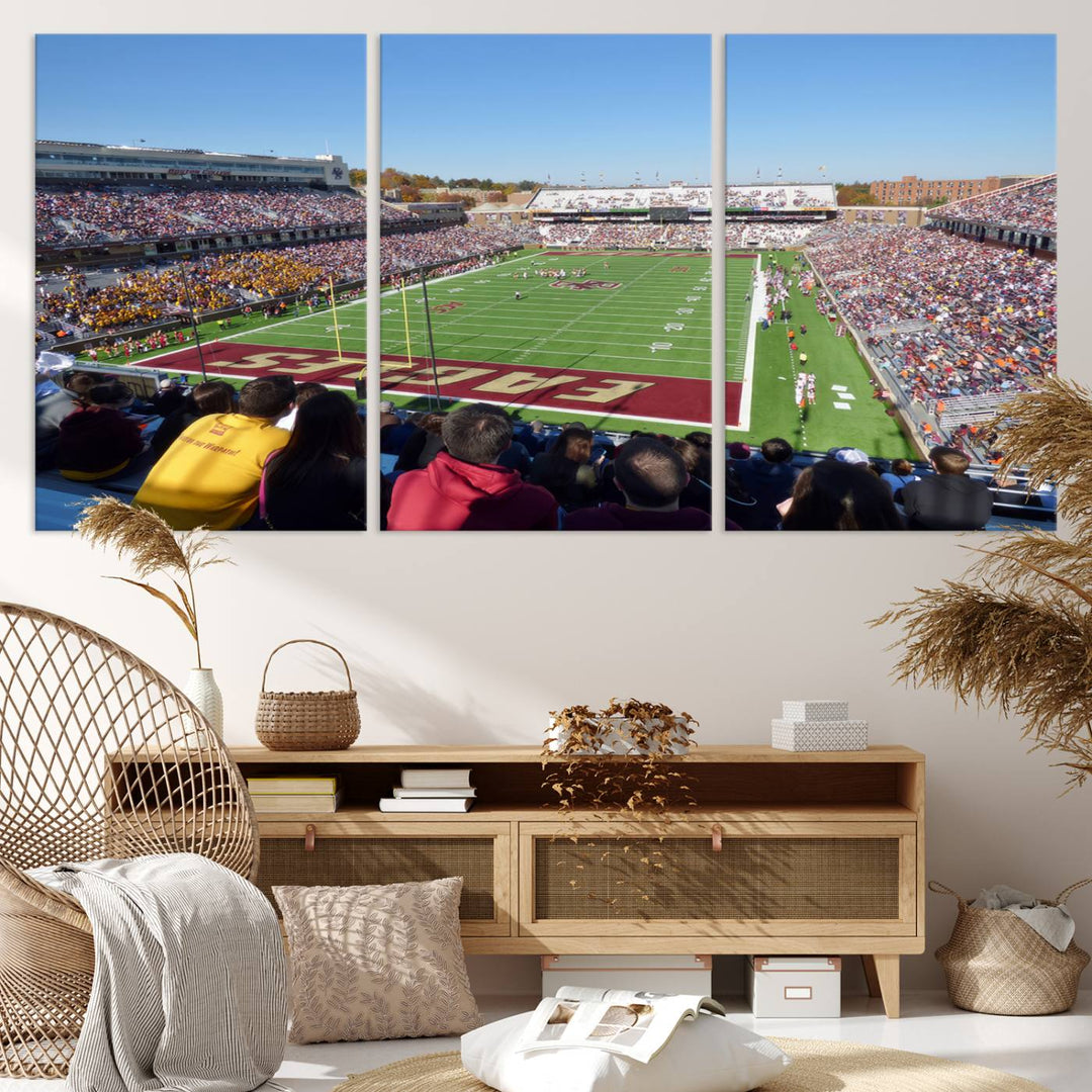 Boston College Eagles Football Team Print - Boston Alumni Stadium Wall Art Canvas Print