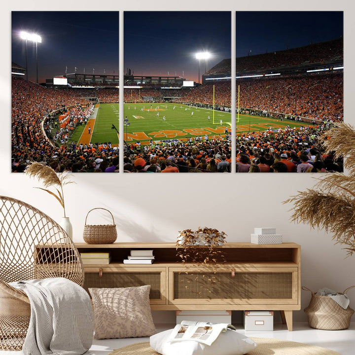 Clemson University Tigers Football Team Print - Clemson Memorial Stadium Wall Art Canvas Print