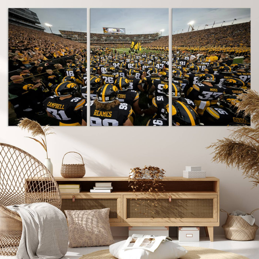 Iowa University Hawkeyes Football Team Print - Iowa City Kinnick Stadium Wall Art Canvas Print