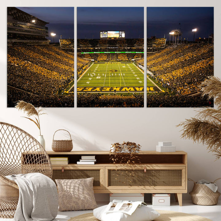 Iowa University Hawkeyes Football Team Print - Iowa City Kinnick Stadium Wall Art Canvas Print