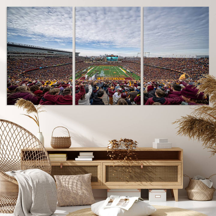 University of Minnesota Golden Gophers Football Team Print - Minneapolis Huntington Bank Stadium Wall Art Canvas Print