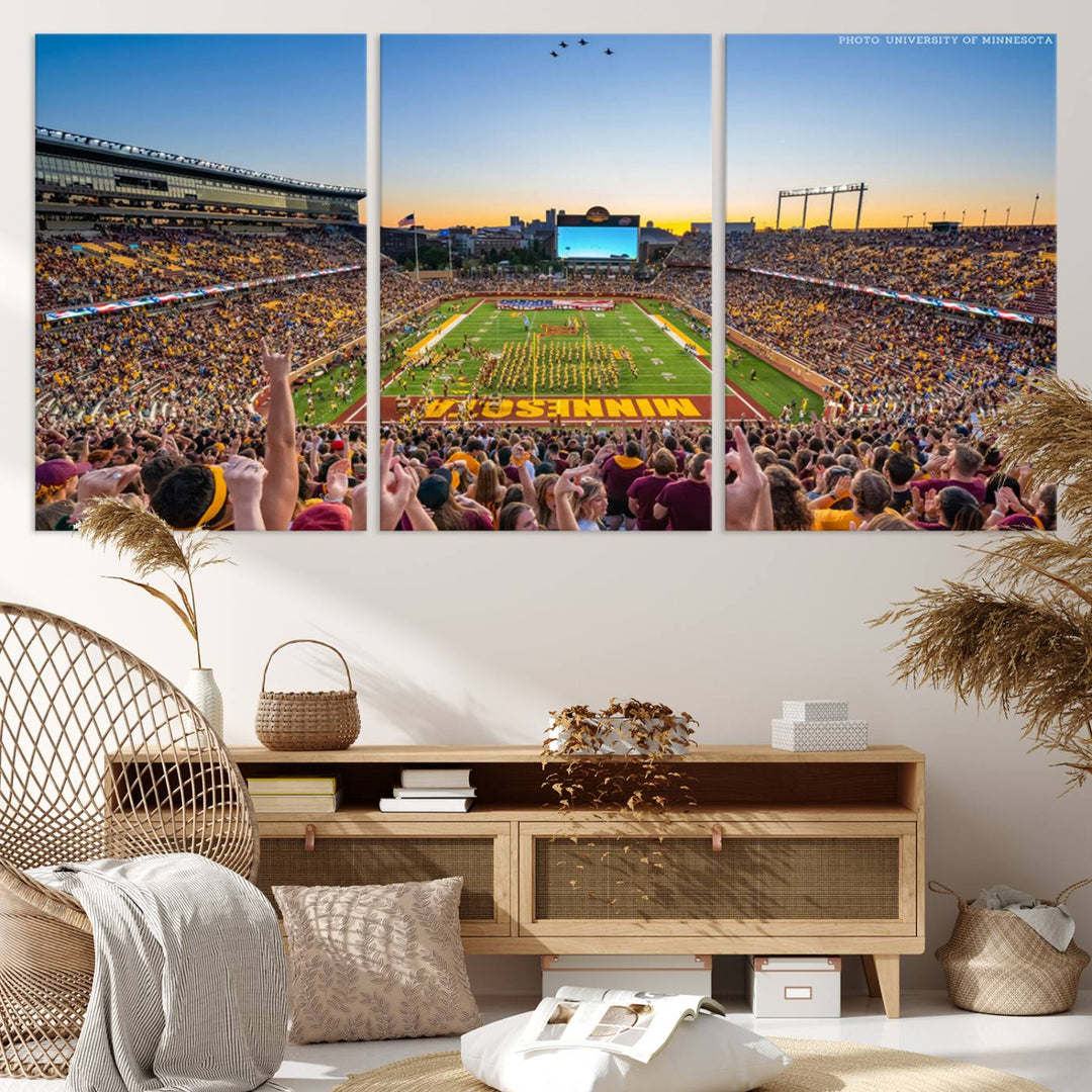 University of Minnesota Golden Gophers Football Team Print - Minneapolis Huntington Bank Stadium Wall Art Canvas Print