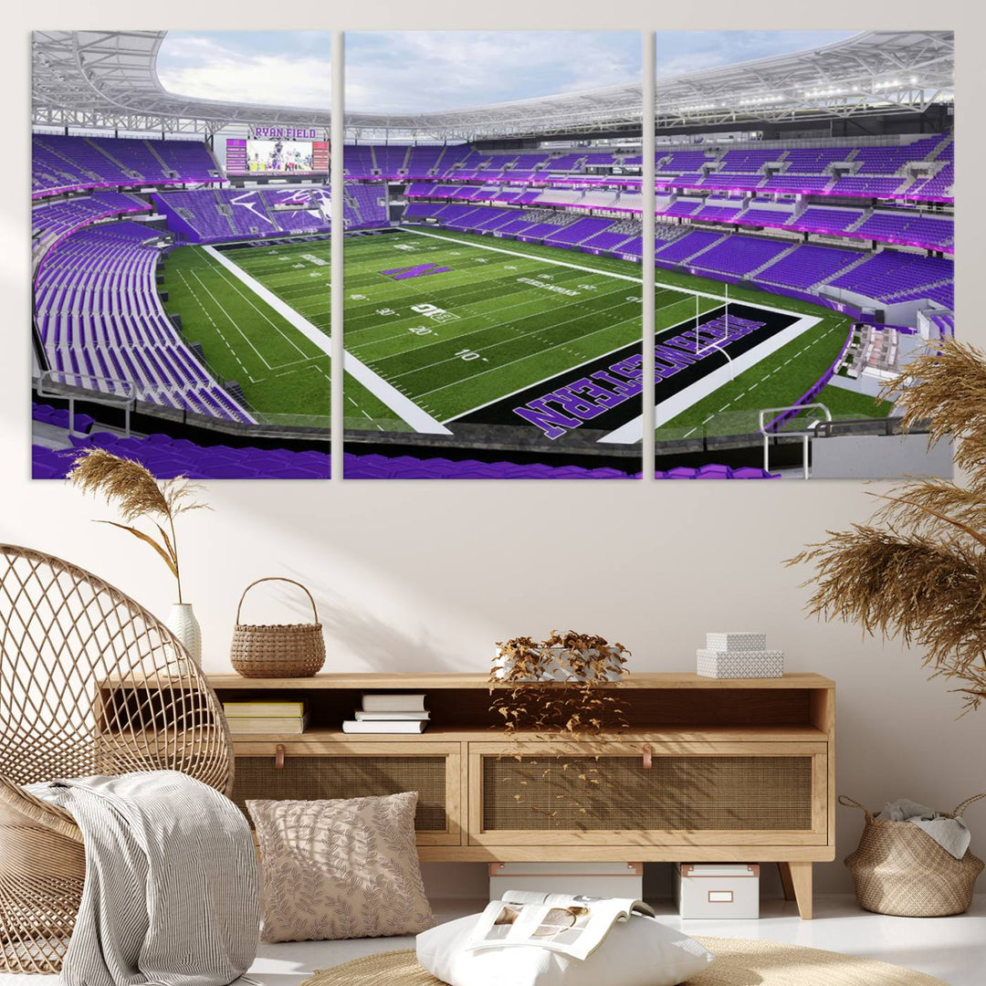 Northwestern University Wildcats Football Team Print - Evanston Ryan Field Wall Art Canvas Print