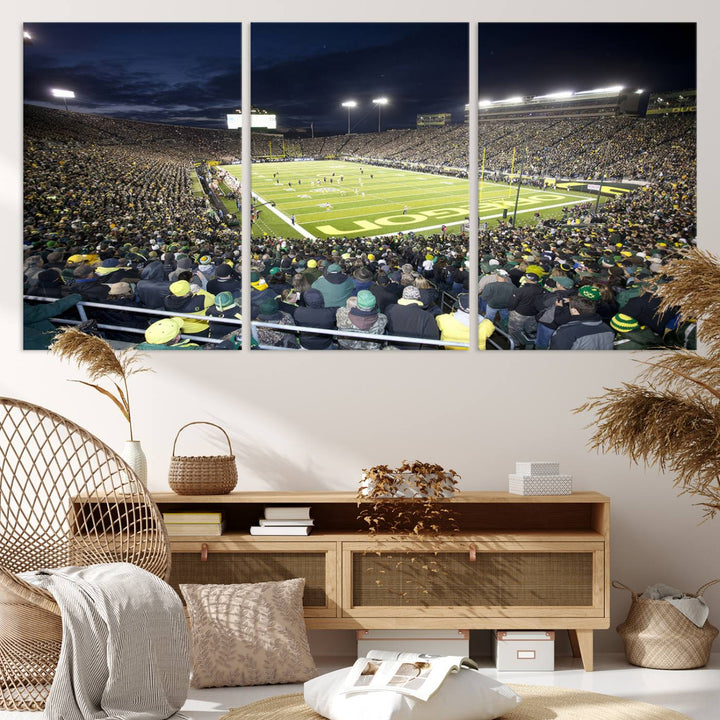 University of Oregon Ducks Football Team Print - Eugene Autzen Stadium Wall Art Canvas Print