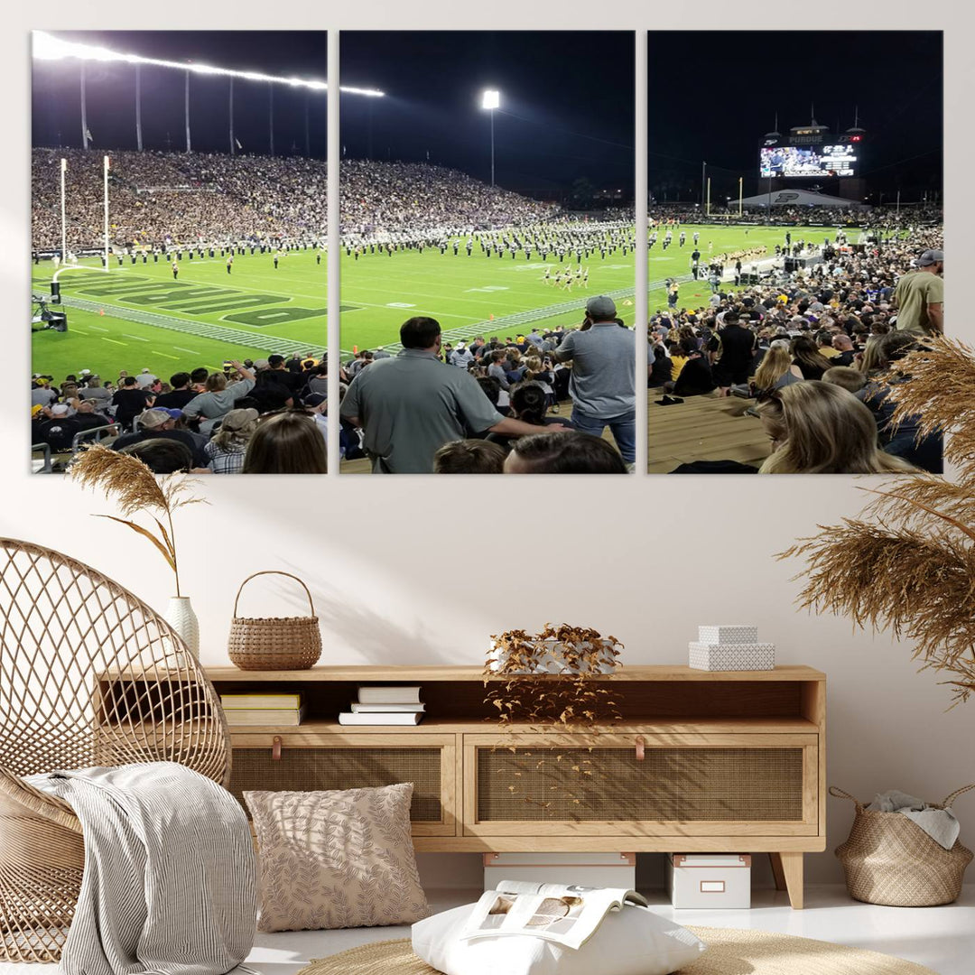 Purdue University Boilermakers Football Team Print - West Lafayette Ross-Ade Stadium Wall Art Canvas Print