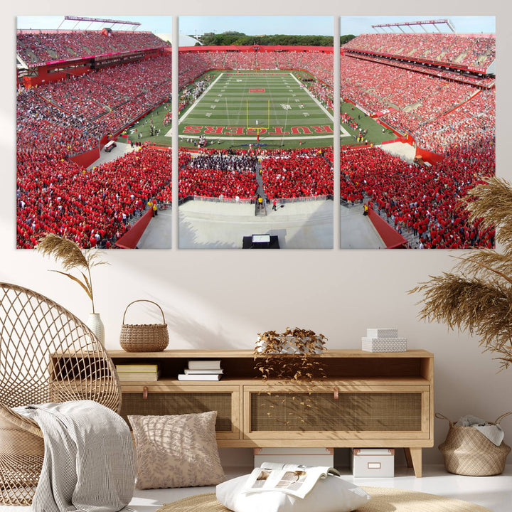 Rutgers Scarlet Knights Football Team Print - Piscataway SHI Stadium Wall Art Canvas Print