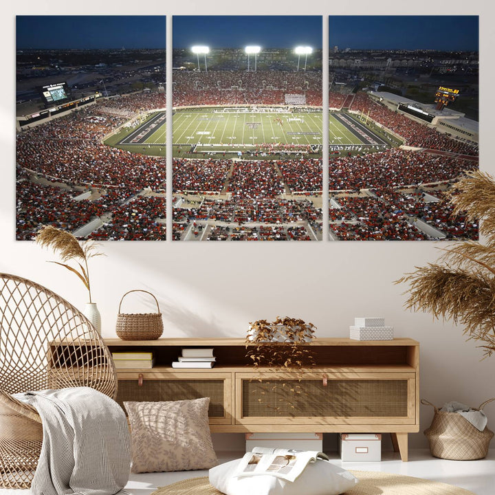 Texas Tech Red Raiders Football Team Print - Lubbock Jones AT&T Stadium Wall Art Canvas Print