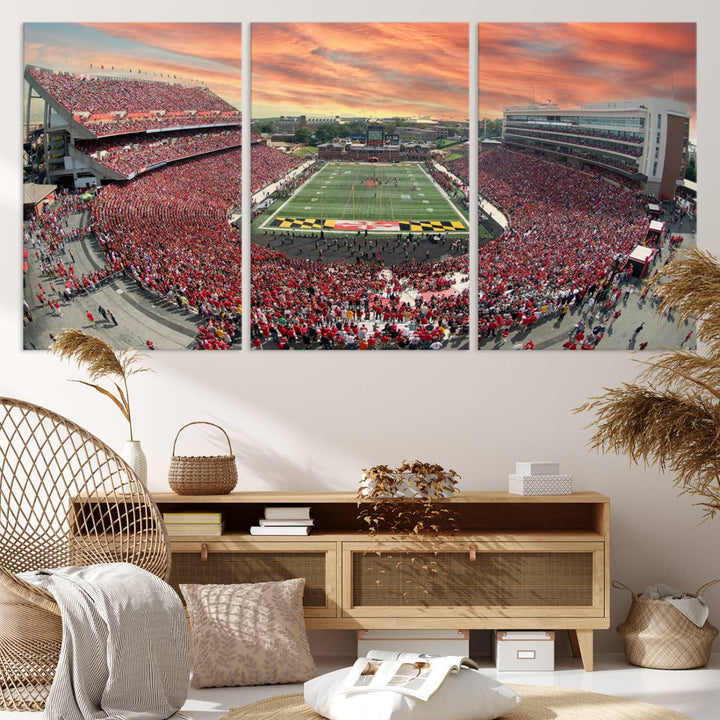 University of Maryland Terrapins Football Team Print - College Park SECU Stadium Wall Art Canvas Print