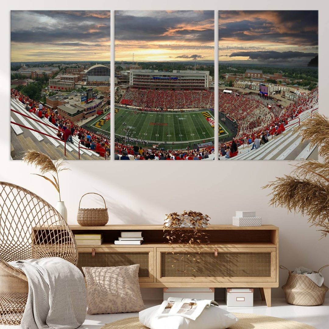 University of Maryland Terrapins Football Team Print - College Park SECU Stadium Wall Art Canvas Print