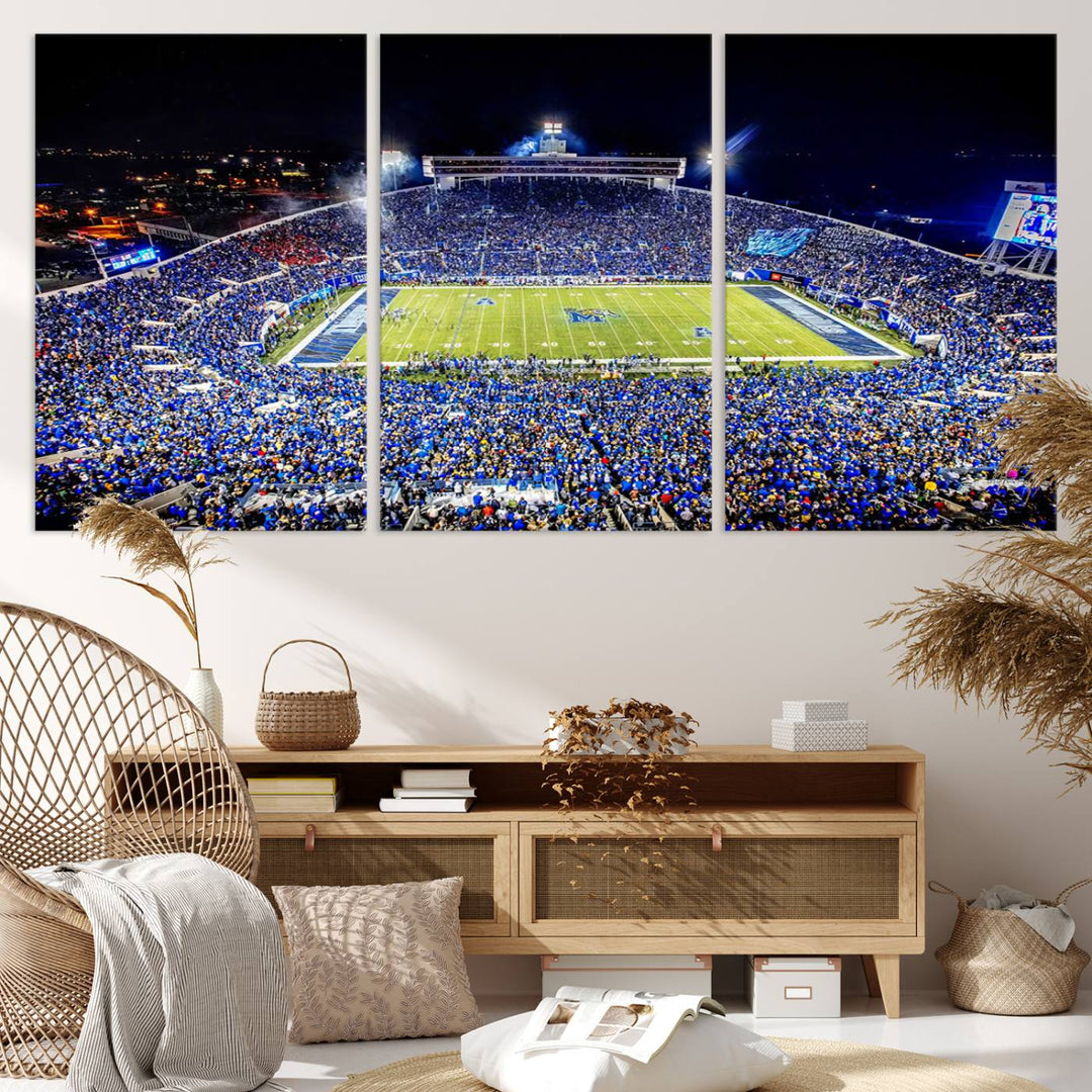 The University of Memphis Tigers Football Team Wall Art Canvas Print shines brightly.