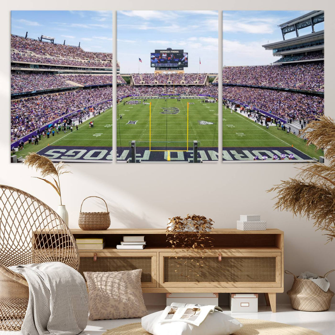 TCU Horned Frogs Football Team Print - Fort Worth Amon G. Carter Stadium Wall Art Canvas Print.t