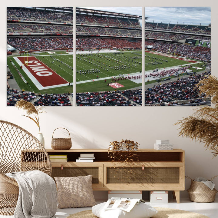 Aerial view wall art of Lincoln Financial Field during a Temple Owls game.