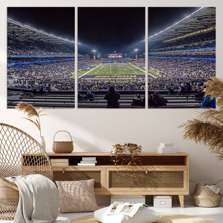 The University of Washington Huskies Football Team Print - Seattle Husky Stadium Wall Art Canvas Print